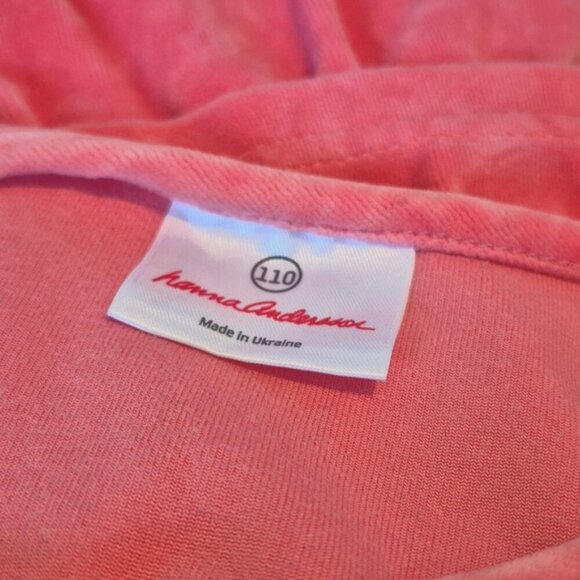 Hanna Andersson girls size 110 or 5 dress velour peach 4 tiered vguc - Picture 3 of 4